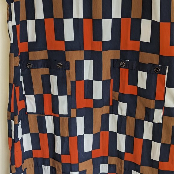 Multi-color geometric patterned sleeveless shift dress - M (pockets!!) - Picture 7 of 9